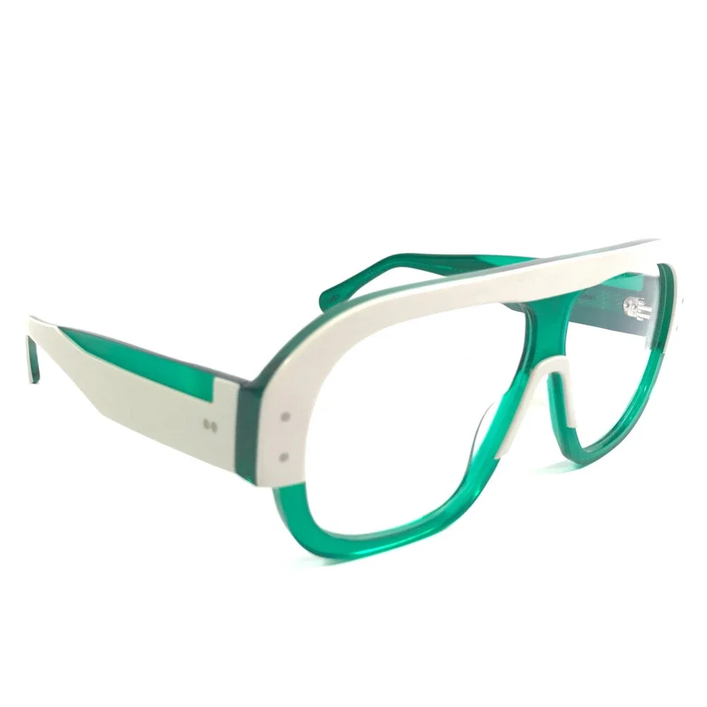 Alfredo Kerbs Eyeglasses Frames NAMA GRGY Green Gray Oversized Thick 58-10-143